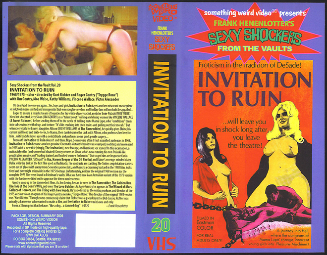 INVITATION TO RUIN SOMETHING WEIRD VIDEO SEXY SHOCKERS FROM THE VAULT VHS COVER