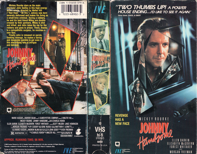 JOHNNY HANDSOME MICKEY ROURKE IVE VHS COVER, VHS COVERS