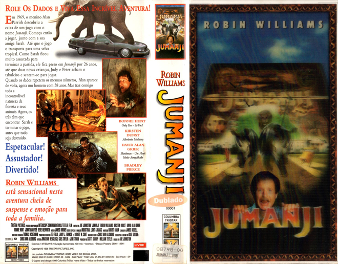 JUMANJI, BRAZIL VHS, BRAZILIAN VHS, ACTION VHS COVER, HORROR VHS COVER, BLAXPLOITATION VHS COVER, HORROR VHS COVER, ACTION EXPLOITATION VHS COVER, SCI-FI VHS COVER, MUSIC VHS COVER, SEX COMEDY VHS COVER, DRAMA VHS COVER, SEXPLOITATION VHS COVER, BIG BOX VHS COVER, CLAMSHELL VHS COVER, VHS COVER, VHS COVERS, DVD COVER, DVD COVERS
