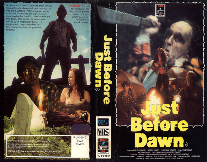 JUST BEFORE DAWN, AUSTRALIAN, VHS COVER, VHS COVERS