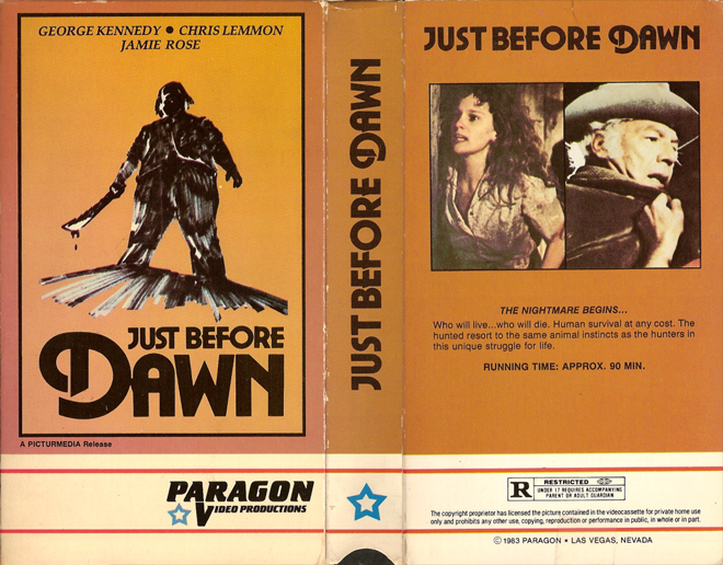 JUST BEFORE DAWN PARAGON VIDEO VHS COVER