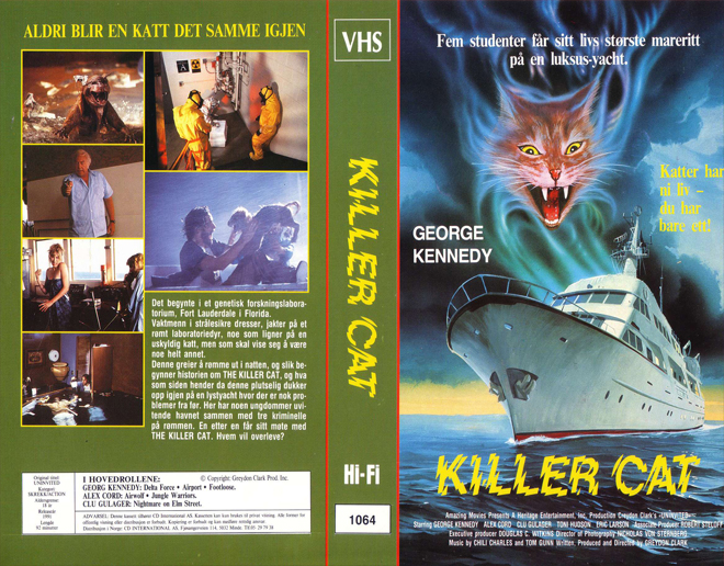 KILLER CAT, HORROR, ACTION EXPLOITATION, ACTION, HORROR, SCI-FI, MUSIC, THRILLER, SEX COMEDY, DRAMA, SEXPLOITATION, BIG BOX, CLAMSHELL, VHS COVER, VHS COVERS, DVD COVER, DVD COVERS