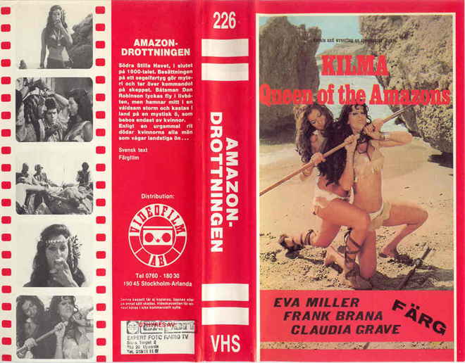 KILMA QUEEN OF THE AMAZONS AMAZON DROTTNINGEN, THRILLER ACTION HORROR SCIFI, ACTION VHS COVER, HORROR VHS COVER, BLAXPLOITATION VHS COVER, HORROR VHS COVER, ACTION EXPLOITATION VHS COVER, SCI-FI VHS COVER, MUSIC VHS COVER, SEX COMEDY VHS COVER, DRAMA VHS COVER, SEXPLOITATION VHS COVER, BIG BOX VHS COVER, CLAMSHELL VHS COVER, VHS COVER, VHS COVERS, DVD COVER, DVD COVERS