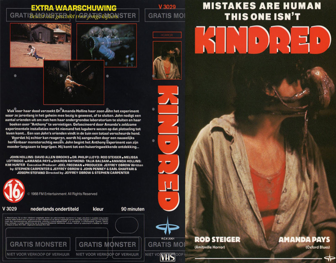 KINDRED AMANDA PAYS HORROR MOVIE VHS COVER