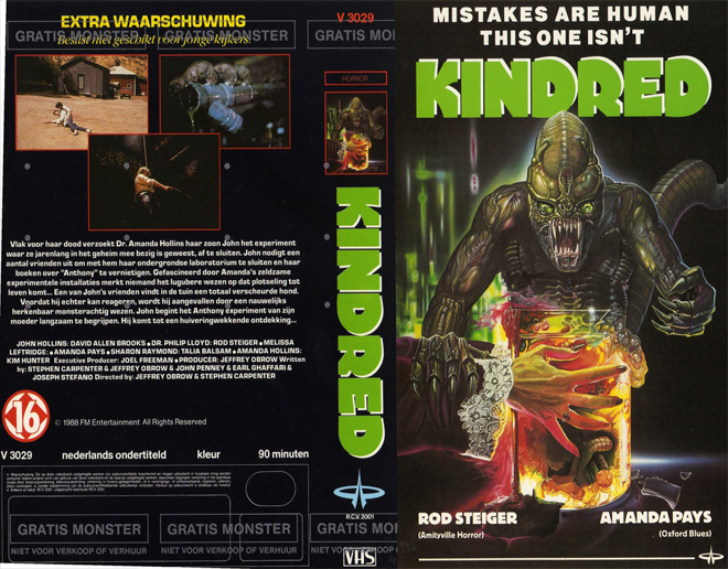 KINDRED HORROR MOVIE VHS COVER