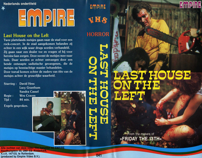LAST HOUSE ON THE LEFT EMPIRE VIDEO VHS COVER