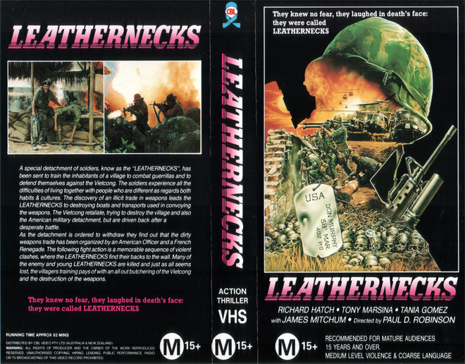 LEATHERNECKS ACTION THRILLER, ACTION VHS COVER, HORROR VHS COVER, BLAXPLOITATION VHS COVER, HORROR VHS COVER, ACTION EXPLOITATION VHS COVER, SCI-FI VHS COVER, MUSIC VHS COVER, SEX COMEDY VHS COVER, DRAMA VHS COVER, SEXPLOITATION VHS COVER, BIG BOX VHS COVER, CLAMSHELL VHS COVER, VHS COVER, VHS COVERS, DVD COVER, DVD COVERS
