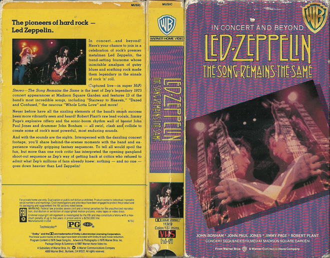 LED ZEPPELIN THE SONG REMAINS THE SAME VHS COVER, ACTION VHS COVER, HORROR VHS COVER, BLAXPLOITATION VHS COVER, HORROR VHS COVER, ACTION EXPLOITATION VHS COVER, SCI-FI VHS COVER, MUSIC VHS COVER, SEX COMEDY VHS COVER, DRAMA VHS COVER, SEXPLOITATION VHS COVER, BIG BOX VHS COVER, CLAMSHELL VHS COVER, VHS COVER, VHS COVERS, DVD COVER, DVD COVERS