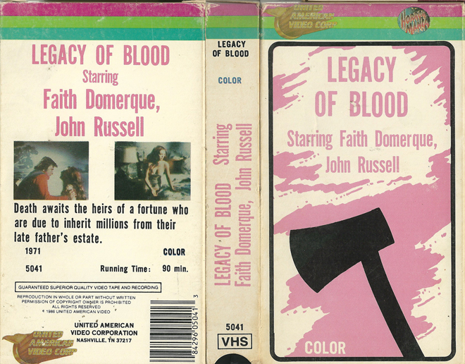 LEGACY OF BLOOD VHS COVER