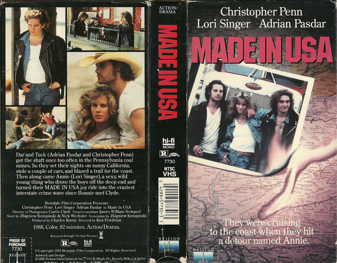MADE IN THE USA CHRISTOPHER PENN LORI SINGER ADRIAN PASDAR VHS COVER