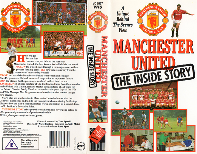 MANCHESTER UNITED : THE INSIDE STORY VHS COVER, VHS COVERS