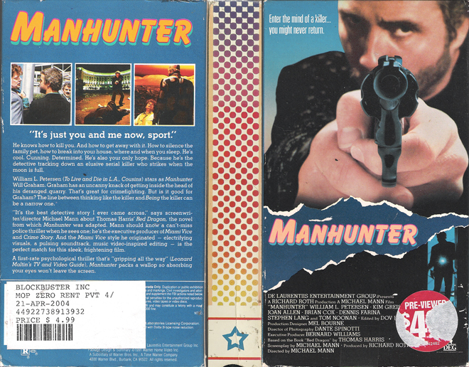 MANHUNTER VHS COVER