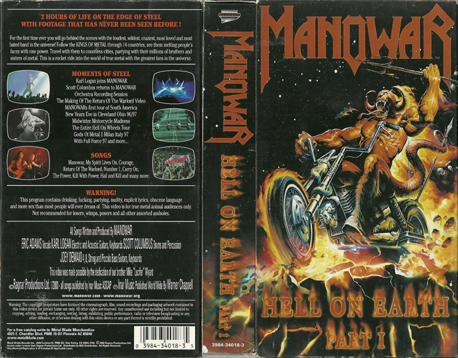MANOWAR HELL ON EARTH, ACTION VHS COVER, HORROR VHS COVER, BLAXPLOITATION VHS COVER, HORROR VHS COVER, ACTION EXPLOITATION VHS COVER, SCI-FI VHS COVER, MUSIC VHS COVER, SEX COMEDY VHS COVER, DRAMA VHS COVER, SEXPLOITATION VHS COVER, BIG BOX VHS COVER, CLAMSHELL VHS COVER, VHS COVER, VHS COVERS, DVD COVER, DVD COVERS
