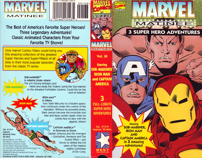 MARVEL MATINEE 3 SUPER HERO ADVENTURES VHS COVER