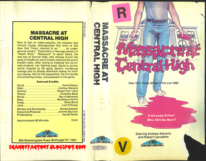 MASSACRE AT CENTRAL HIGH HORROR VHS COVER