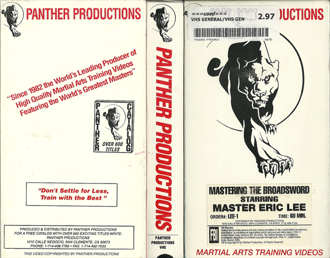 MASTERING THE BROADSWORD STARRING MASTER ERIC LEE VHS COVER
