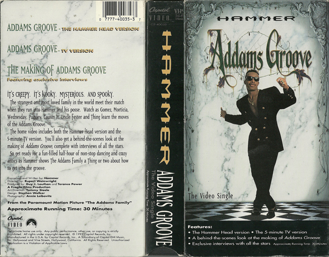 MC HAMMER ADDAMS GROOVE, ACTION VHS COVER, HORROR VHS COVER, BLAXPLOITATION VHS COVER, HORROR VHS COVER, ACTION EXPLOITATION VHS COVER, SCI-FI VHS COVER, MUSIC VHS COVER, SEX COMEDY VHS COVER, DRAMA VHS COVER, SEXPLOITATION VHS COVER, BIG BOX VHS COVER, CLAMSHELL VHS COVER, VHS COVER, VHS COVERS, DVD COVER, DVD COVERS