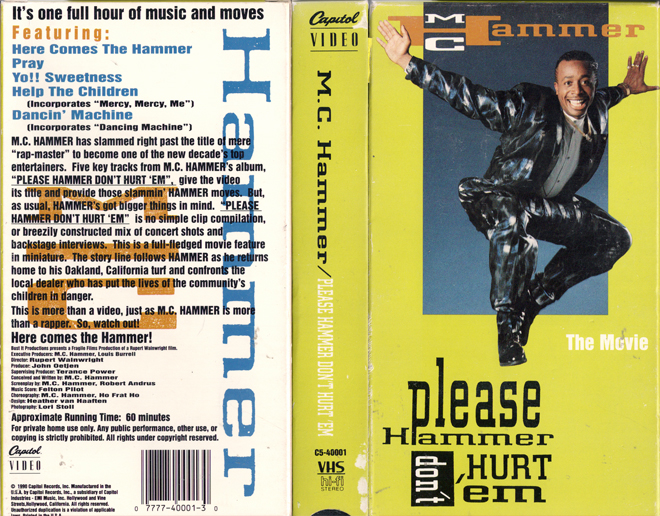MC HAMMER THE MOVIE : PLEASE HAMMER DONT HURT EM VHS COVER