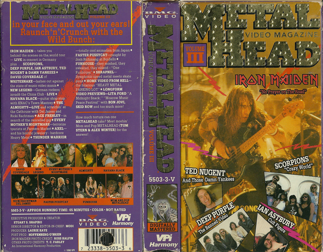 METAL HEAD VIDEO MAGAZINE VOLUME 3 : IRON MAIDEN VHS COVER