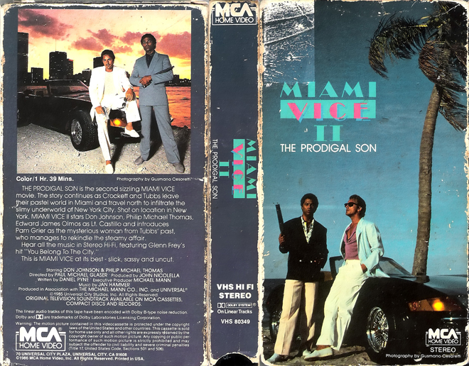 MIAMI VICE 2 : THE PRODIGAL SON, HORROR, ACTION EXPLOITATION, ACTION, HORROR, SCI-FI, MUSIC, THRILLER, SEX COMEDY,  DRAMA, SEXPLOITATION, VHS COVER, VHS COVERS