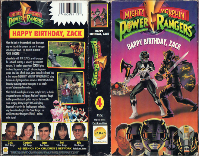 MIGHTY MORPHIN POWER RANGERS :HAPPY BIRTHDAY, ZACK, VHS COVERS - SUBMITTED BY ZACH CARTER