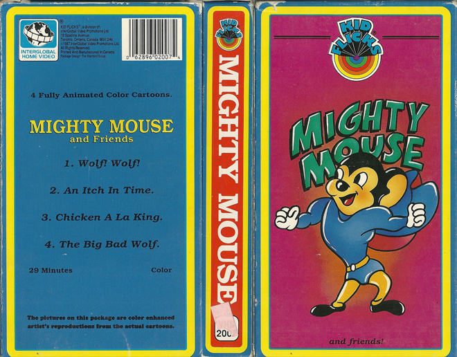 MIGHTY MOUSE AND FRIENDS KID FLICKS VHS COVER