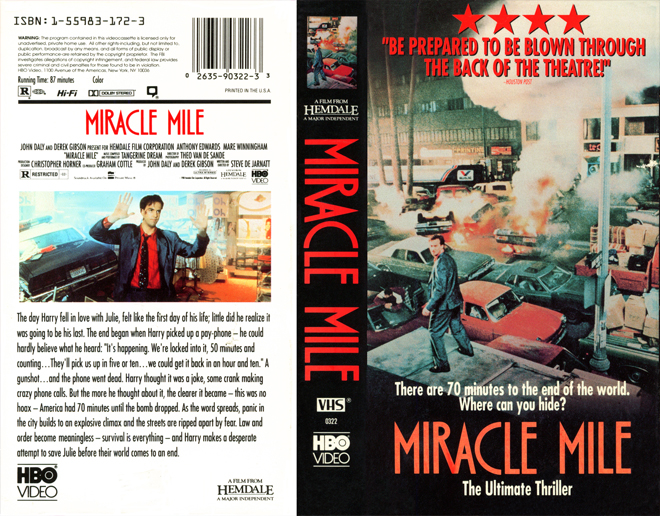 MIRACLE MILE VHS COVER, VHS COVERS