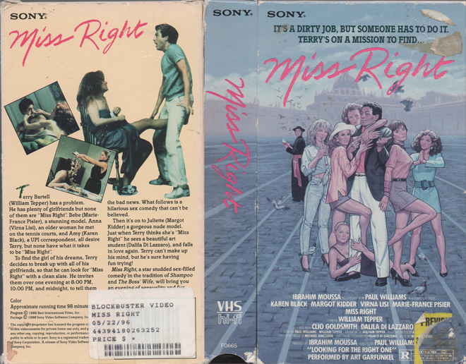MISS RIGHT - SUBMITTED BY RYAN GELATIN, VHS COVERS