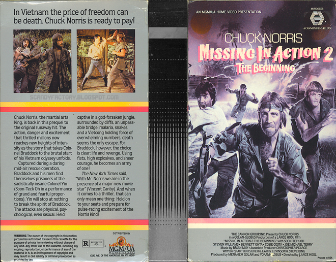 MISSING IN ACTION 2 : THE BEGINNING VHS COVER, VHS COVERS