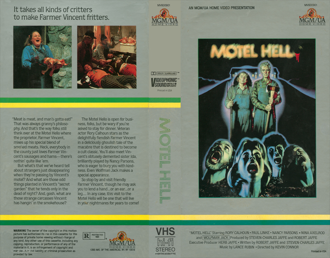 MOTEL HELL, STRANGE VHS, ACTION VHS COVER, HORROR VHS COVER, BLAXPLOITATION VHS COVER, HORROR VHS COVER, ACTION EXPLOITATION VHS COVER, SCI-FI VHS COVER, MUSIC VHS COVER, SEX COMEDY VHS COVER, DRAMA VHS COVER, SEXPLOITATION VHS COVER, BIG BOX VHS COVER, CLAMSHELL VHS COVER, VHS COVER, VHS COVERS, DVD COVER, DVD COVERSS
