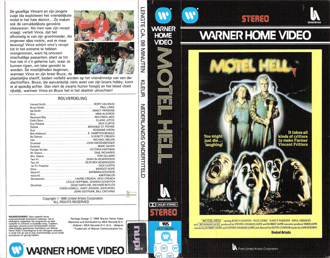 MOTEL HELL WARNER HOME-VIDEO VHS COVER, VHS COVERS