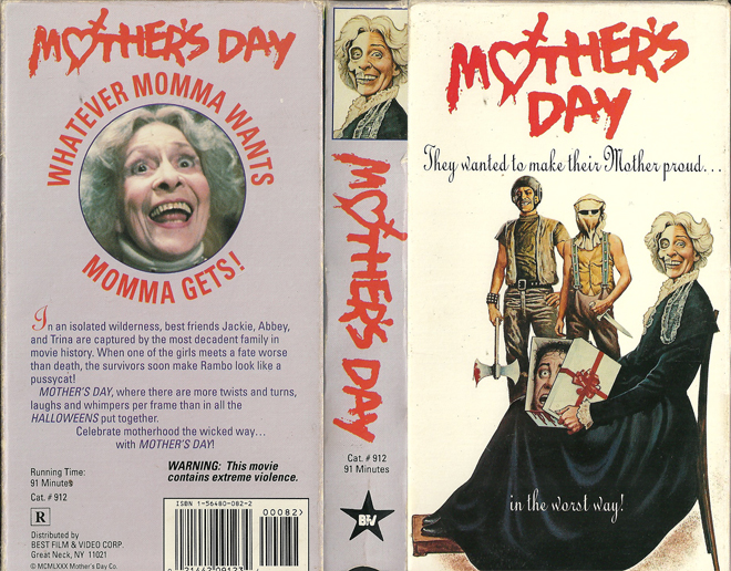 MOTHERS DAY - BEST FILMS & VIDEO CORP, TROMA, BRAZIL VHS, BRAZILIAN VHS, ACTION VHS COVER, HORROR VHS COVER, BLAXPLOITATION VHS COVER, HORROR VHS COVER, ACTION EXPLOITATION VHS COVER, SCI-FI VHS COVER, MUSIC VHS COVER, SEX COMEDY VHS COVER, DRAMA VHS COVER, SEXPLOITATION VHS COVER, BIG BOX VHS COVER, CLAMSHELL VHS COVER, VHS COVER, VHS COVERS, DVD COVER, DVD COVERS