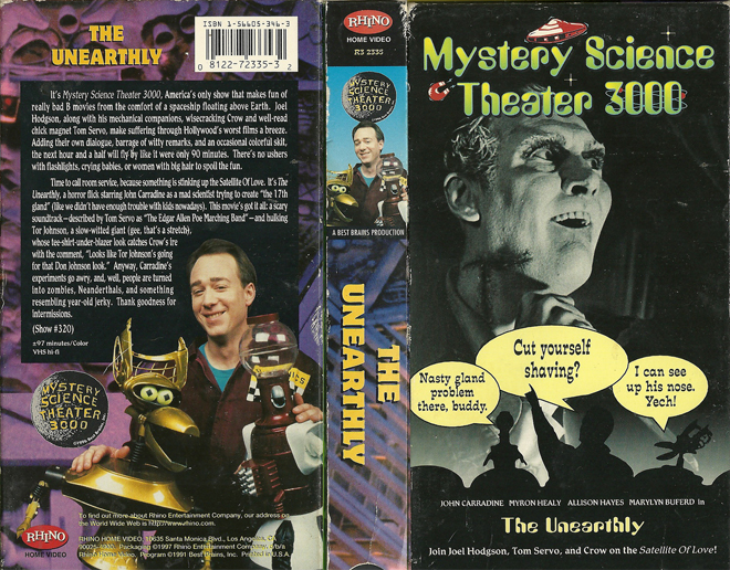 MST3K THE UNEARTHLY VHS COVER
