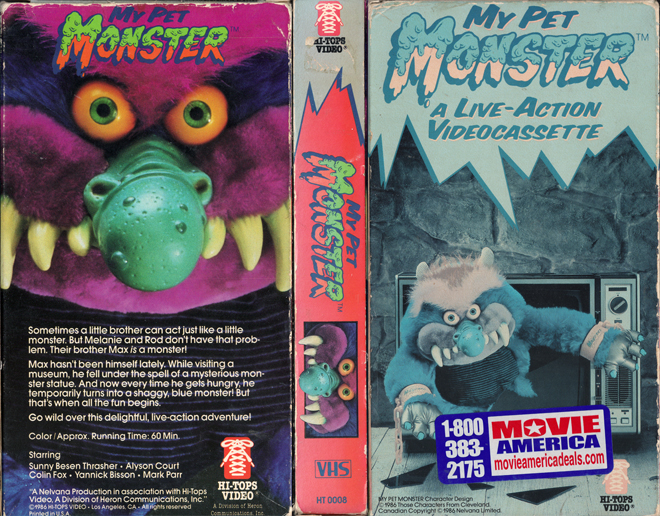 MY PET MONSTER : A LIVE ACTION VIDEOCASSETTE, VHS COVERS