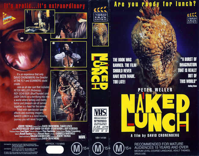 NAKED LUNCH, AUSTRALIAN, VHS COVER, VHS COVERS