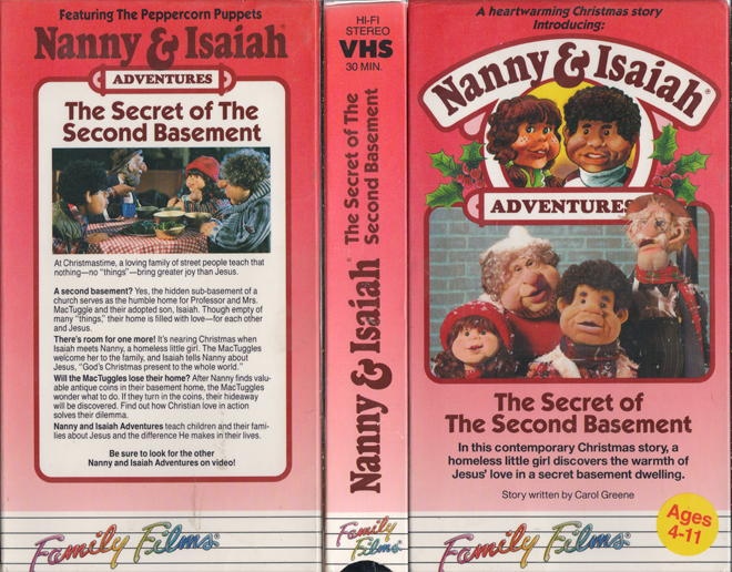 NANNY AND ISAIAH ADVENTURES : THE SECRET OF THE SECOND BASEMENT VHS COVER