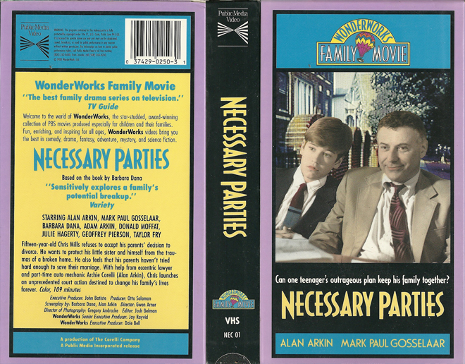 NECESSARY PARTIES WONDERWORKS FAMILY VHS COVER, VHS COVERS
