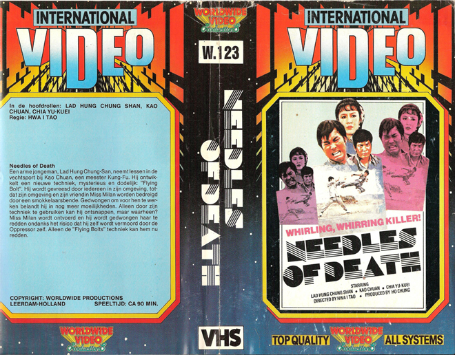 NEEDLES OF DEATH, VESTRON VIDEO INTERNATIONAL, BIG BOX, HORROR, ACTION EXPLOITATION, ACTION, HORROR, SCI-FI, MUSIC, THRILLER, SEX COMEDY, DRAMA, SEXPLOITATION, VHS COVER, VHS COVERS, DVD COVER, DVD COVERS