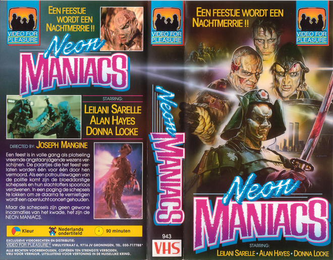 NEON MANIACS VIDEO FOR PLEASURE VHS COVER