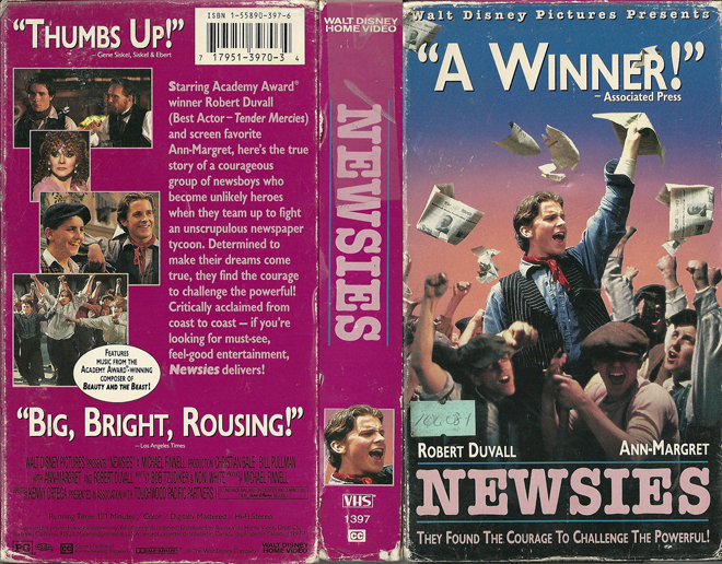 NEWSIES, ACTION VHS COVER, HORROR VHS COVER, BLAXPLOITATION VHS COVER, HORROR VHS COVER, ACTION EXPLOITATION VHS COVER, SCI-FI VHS COVER, MUSIC VHS COVER, SEX COMEDY VHS COVER, DRAMA VHS COVER, SEXPLOITATION VHS COVER, BIG BOX VHS COVER, CLAMSHELL VHS COVER, VHS COVER, VHS COVERS, DVD COVER, DVD COVERS