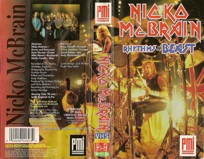 NICKO MCBRAIN : RYTHMS OF THE BEAST VHS COVER