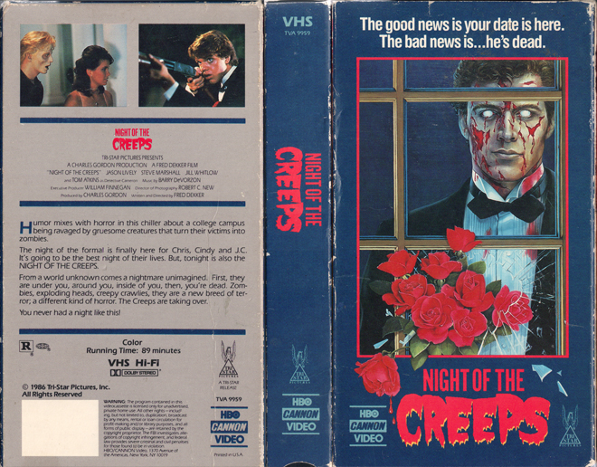 NIGHT OF THE CREEPS VHS COVER, VHS COVERS