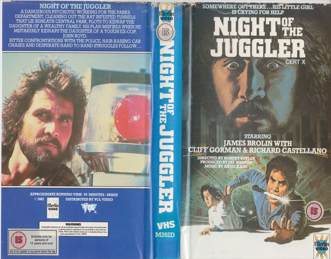 NIGHT OF THE JUGGLER VHS COVER, ACTION VHS COVER, HORROR VHS COVER, BLAXPLOITATION VHS COVER, HORROR VHS COVER, ACTION EXPLOITATION VHS COVER, SCI-FI VHS COVER, MUSIC VHS COVER, SEX COMEDY VHS COVER, DRAMA VHS COVER, SEXPLOITATION VHS COVER, BIG BOX VHS COVER, CLAMSHELL VHS COVER, VHS COVER, VHS COVERS, DVD COVER, DVD COVERS