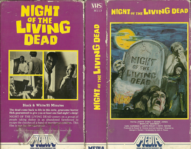 NIGHT OF THE LIVING DEAD MEDIA HOME ENTERTAINMENT VHS COVER