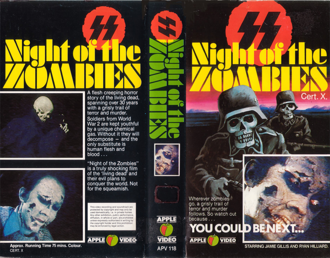 NIGHT OF THE ZOMBIES APPLE VIDEO VHS COVER
