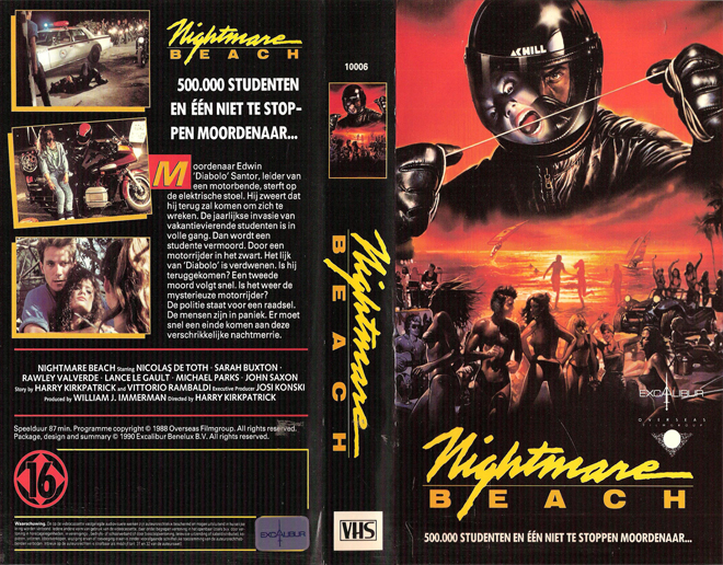 NIGHTMARE BEACH VHS COVER, VHS COVERS