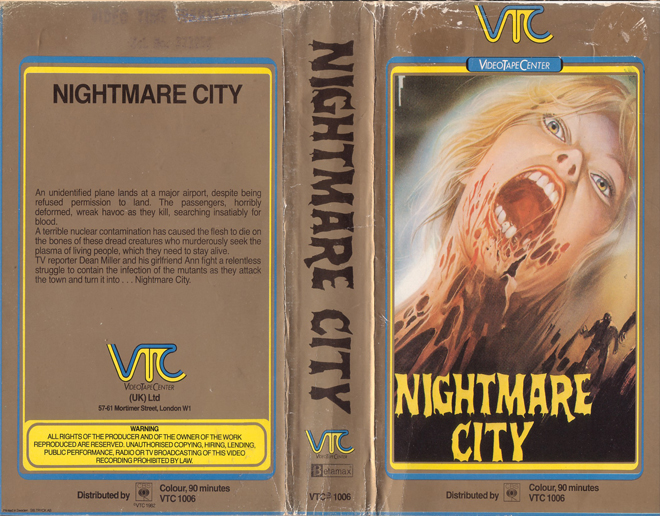 NIGHTMARE CITY VIDEO TAPE CENTER VHS COVER
