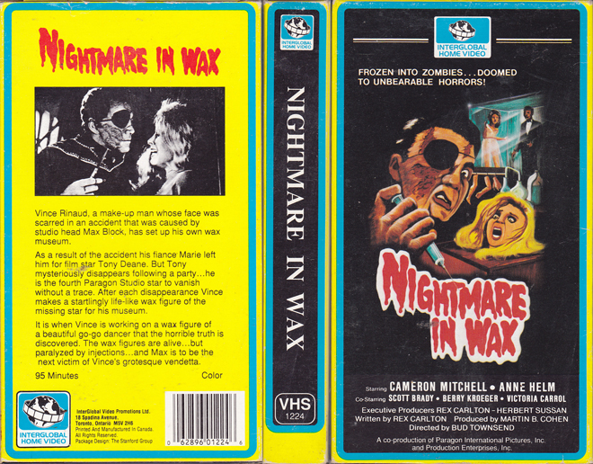 NIGHTMARE IN WAX INTERGLOBAL HOME VIDEO VHS COVER