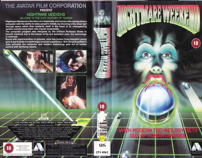 NIGHTMARE WEEKEND, BIG BOX VHS, HORROR, ACTION EXPLOITATION, ACTION, ACTIONXPLOITATION, SCI-FI, MUSIC, THRILLER, SEX COMEDY,  DRAMA, SEXPLOITATION, VHS COVER, VHS COVERS, DVD COVER, DVD COVERS