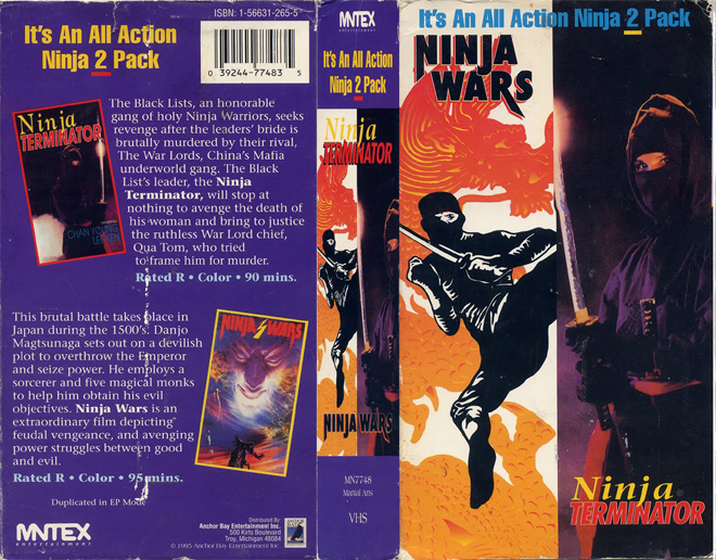 NINJA WARS AND NINJA TERMINATOR DOUBLE FEATURE VHS COVER